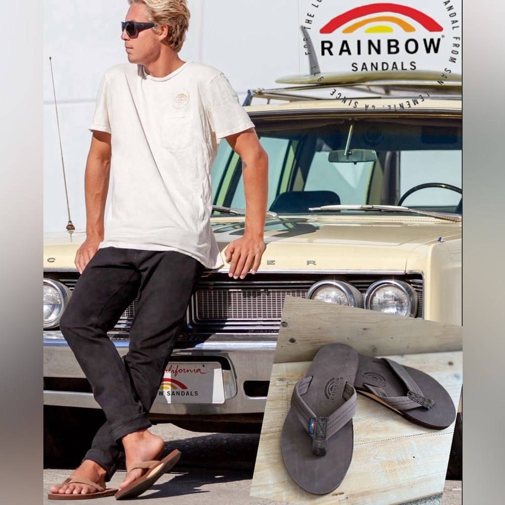 🌈 RAINBOW CLASSIC Single Layer Leather w/Arch Support & 1" Strap Flip Flops 🌈